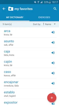 Spanish-Swedish Dictionary android App screenshot 1